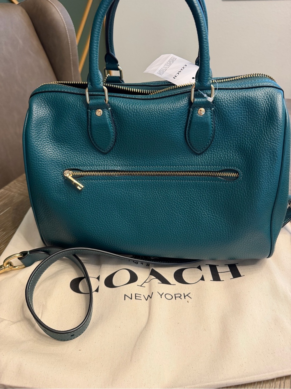 AUTHENTIC BNWT Coach Large Emerald Rowan - Includes Dust Bag - Picture 3 of 7